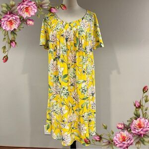 Short sleeve floral a-line loose fit mini plus size dress